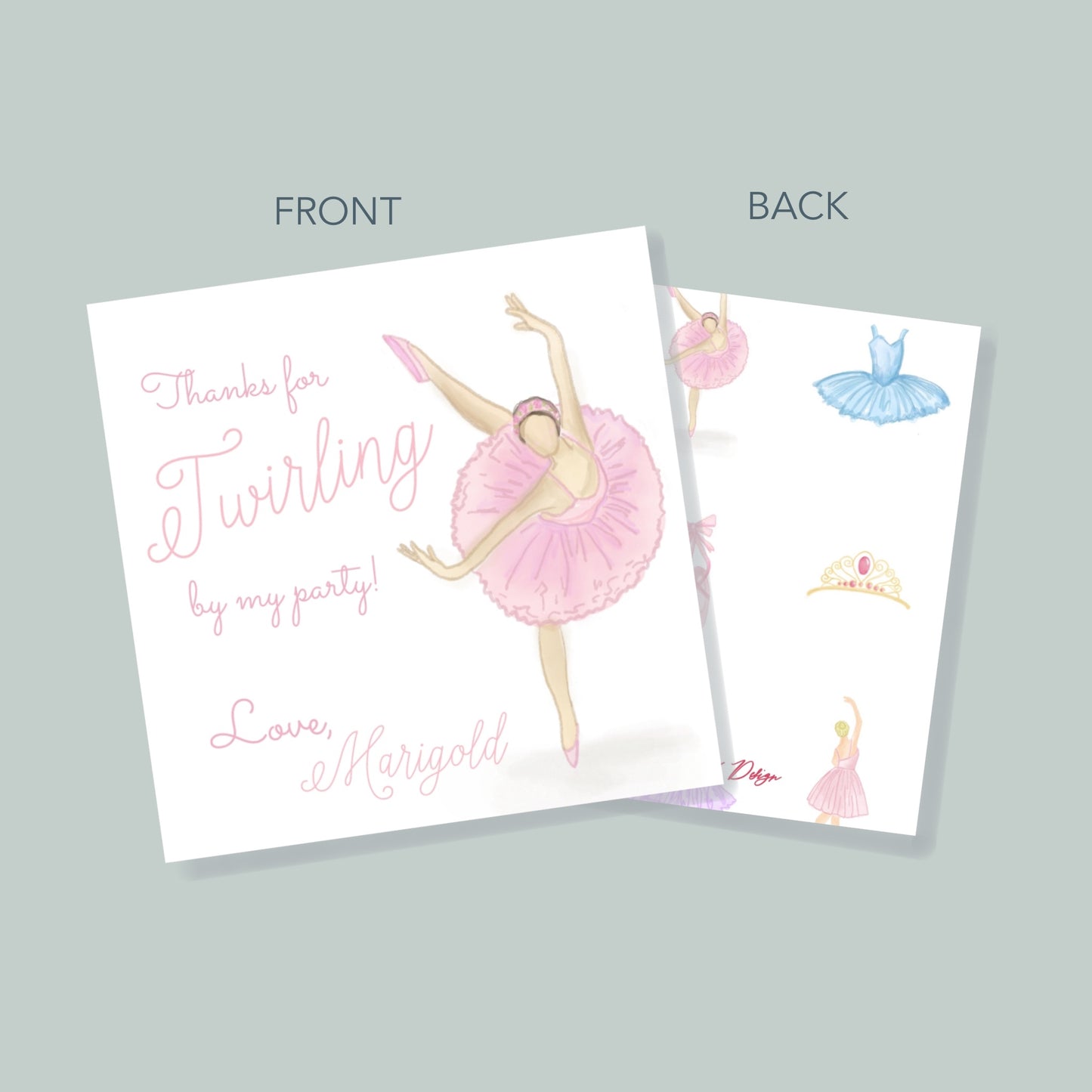 Blue TuTu Invitation Set