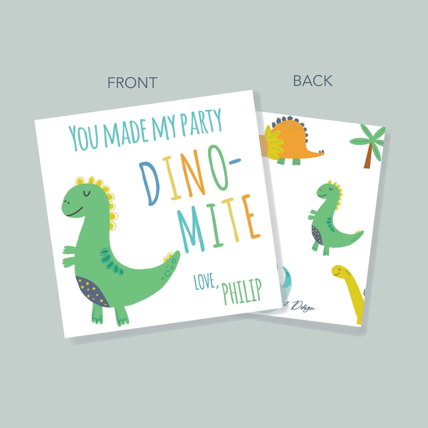 Green Three-Rex Invitation Set