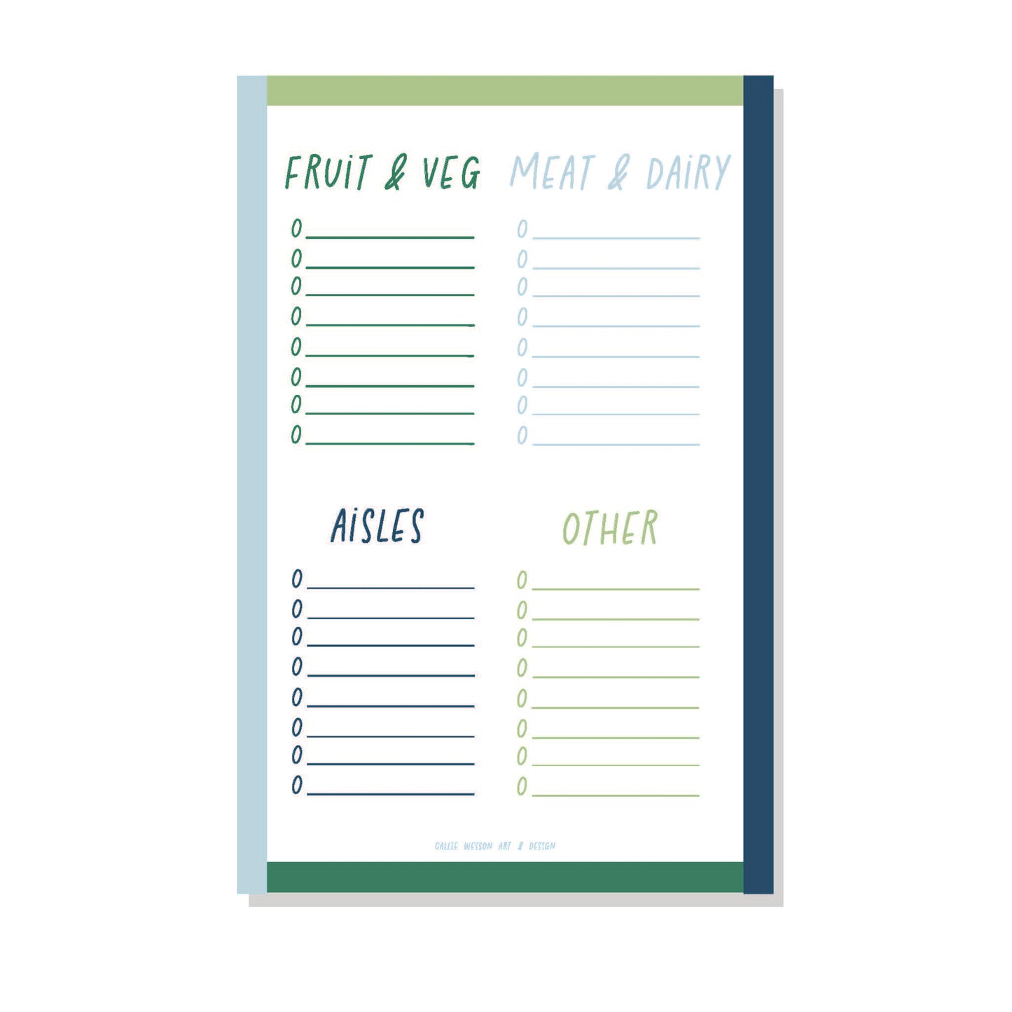 Grocery List Quadrant Notepad - Hydrangea