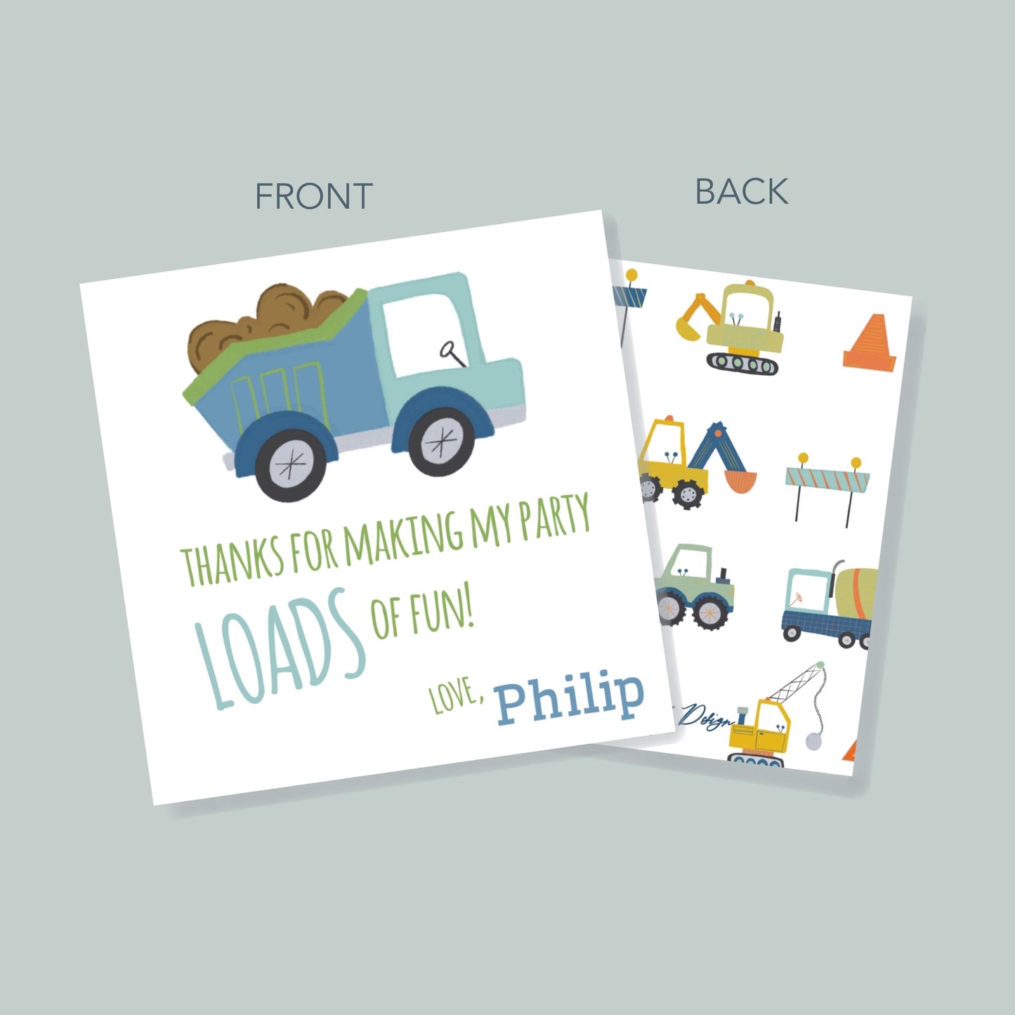 Construction Party Favor Tag