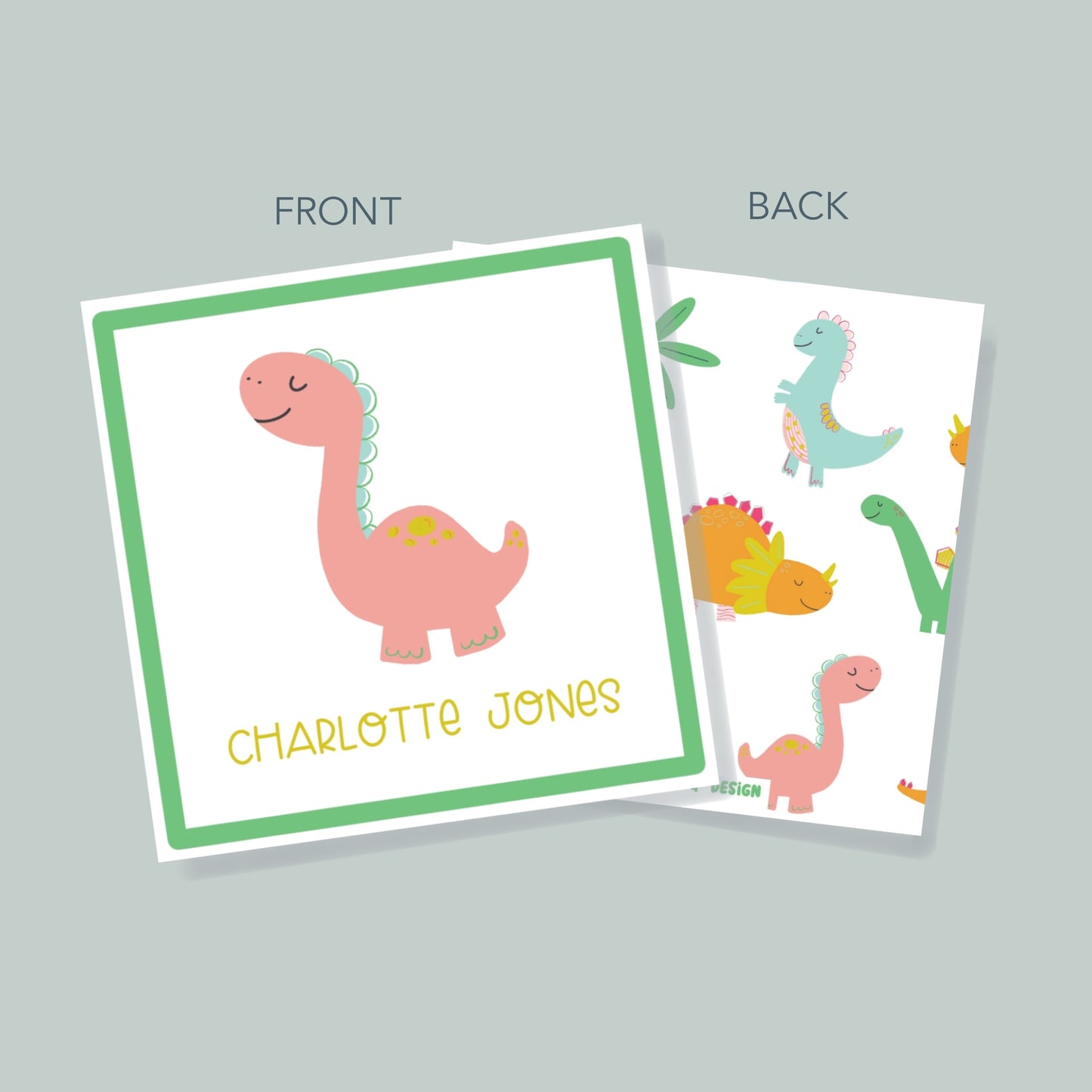 Peach Dinosaur Gift Tag