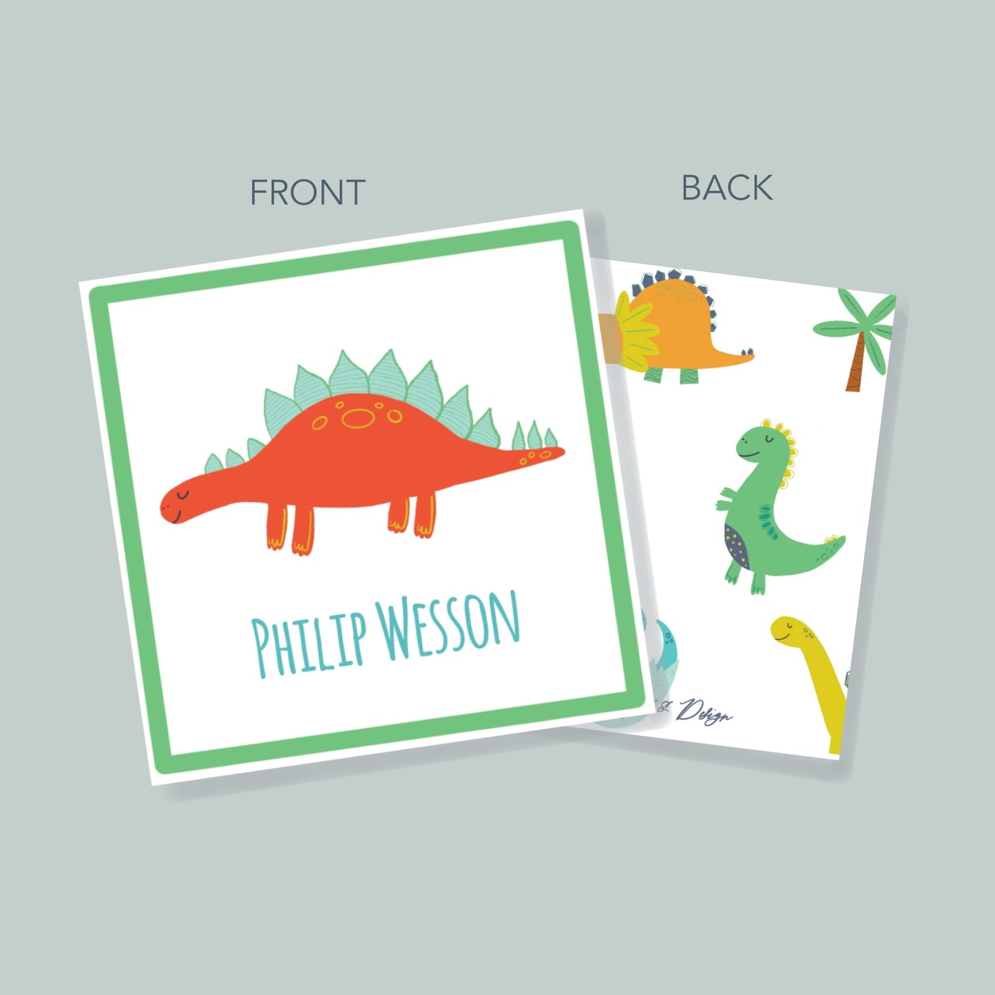Red Dinosaur Gift Tag