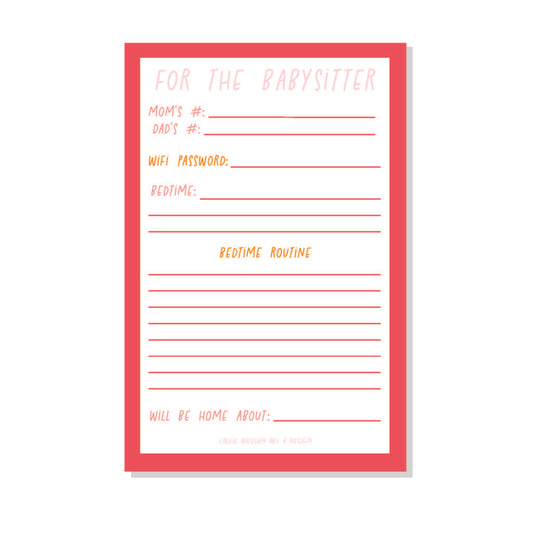 Babysitter Notepad - Sunset