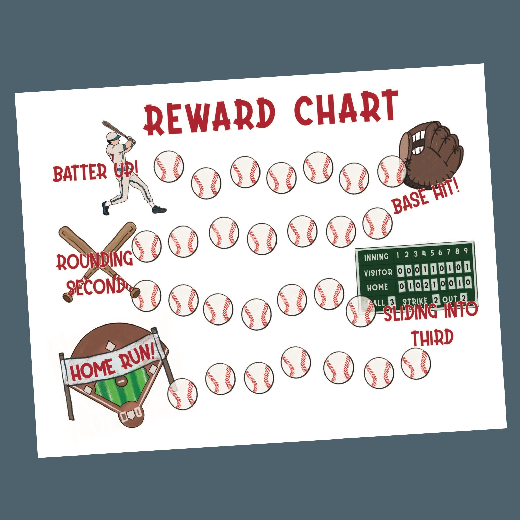 Baseball Chart Key Baseball Reward Chart – Callie Wesson Art and Design