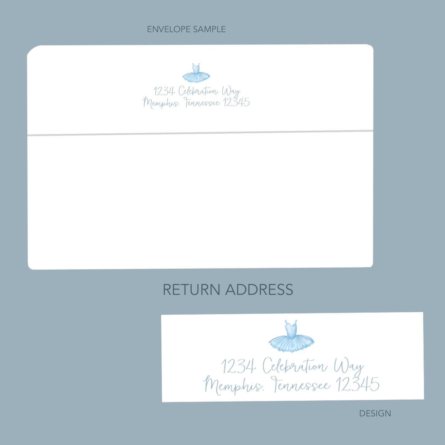 Blue TuTu Invitation Set