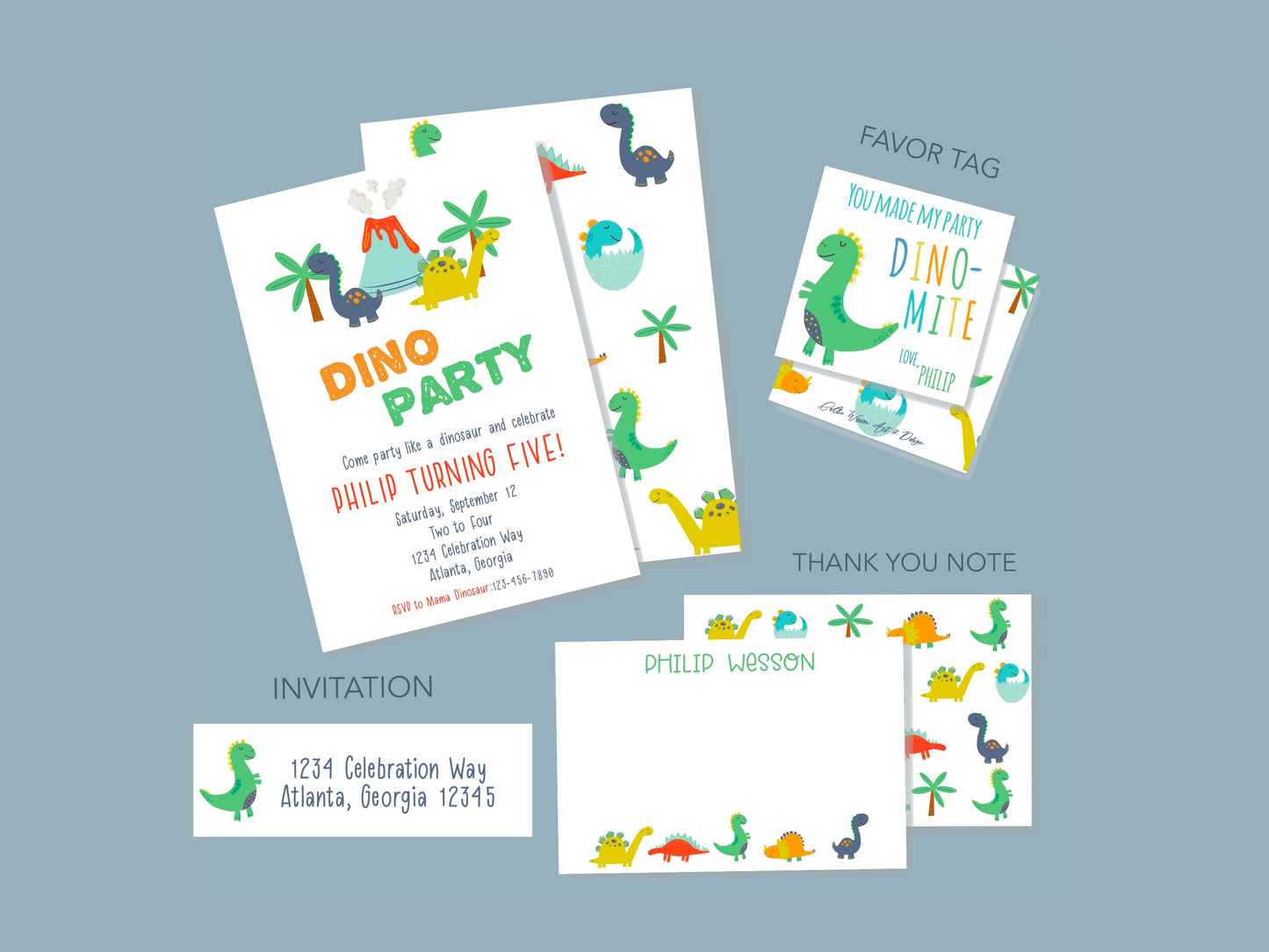 Dino Party Invitation Set