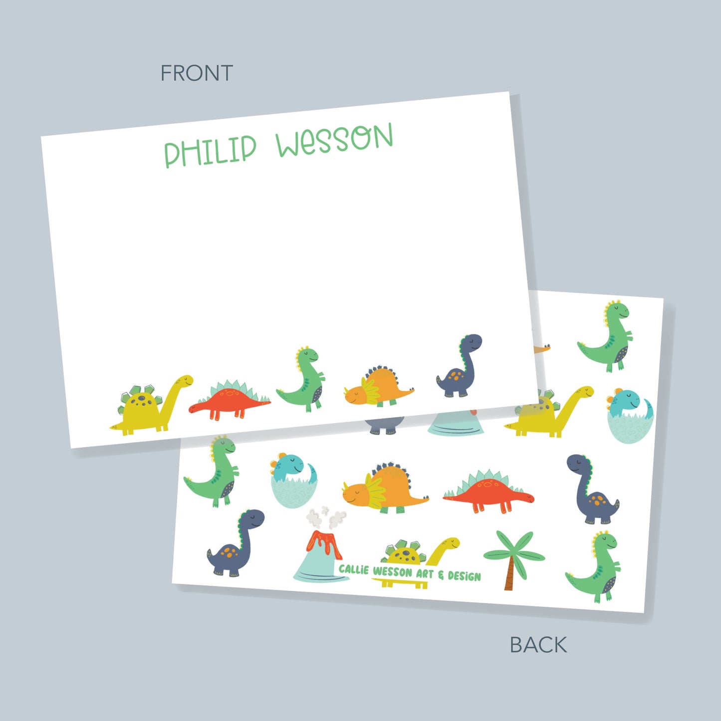Green Three-Rex Invitation Set