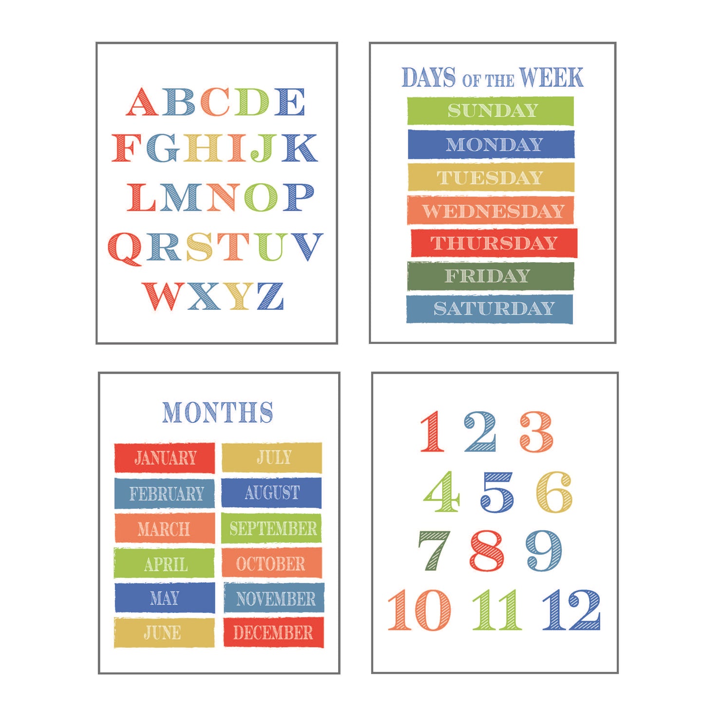 Days of the Week Educational Art Print - Boys