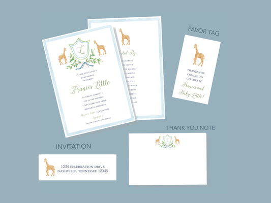 Giraffe Crest Invitation Set