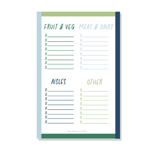 Grocery List Quadrant Notepad - Hydrangea