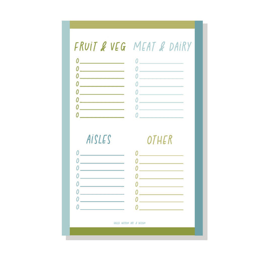 Grocery List Quadrant Notepad - Ocean