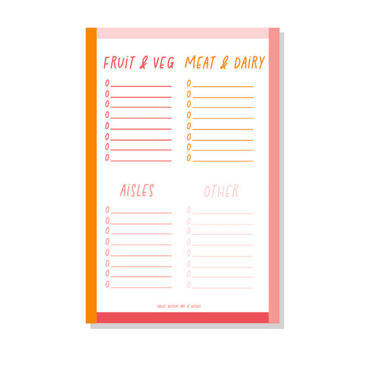 Grocery List Quadrant Notepad - Sunset