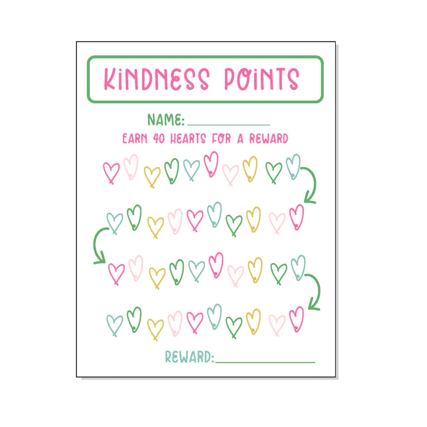 Kindness Points Pastel Printable