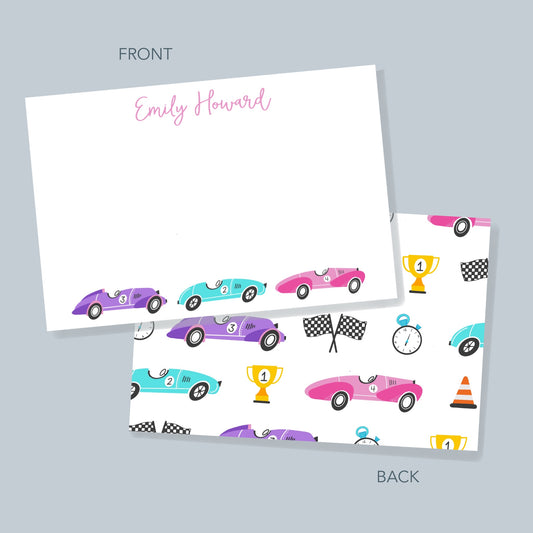 Pink Race Car Thank You Note