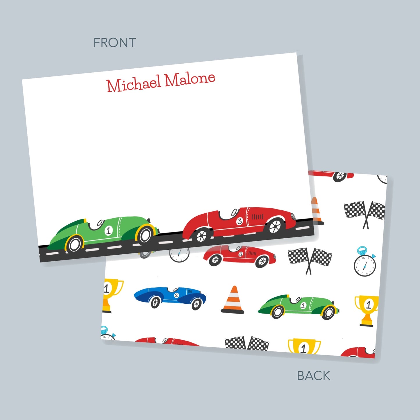 Blue Race Car Invitation Set