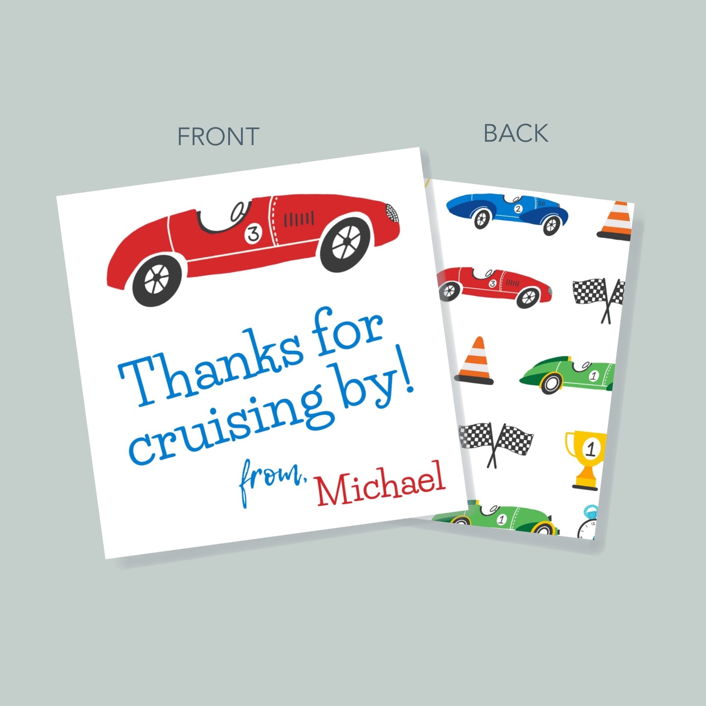 Blue Race Car Invitation Set
