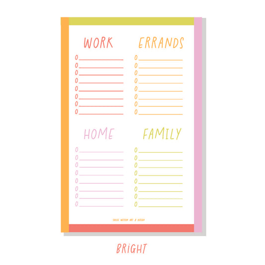 To Do List Quadrant Notepad - Bright