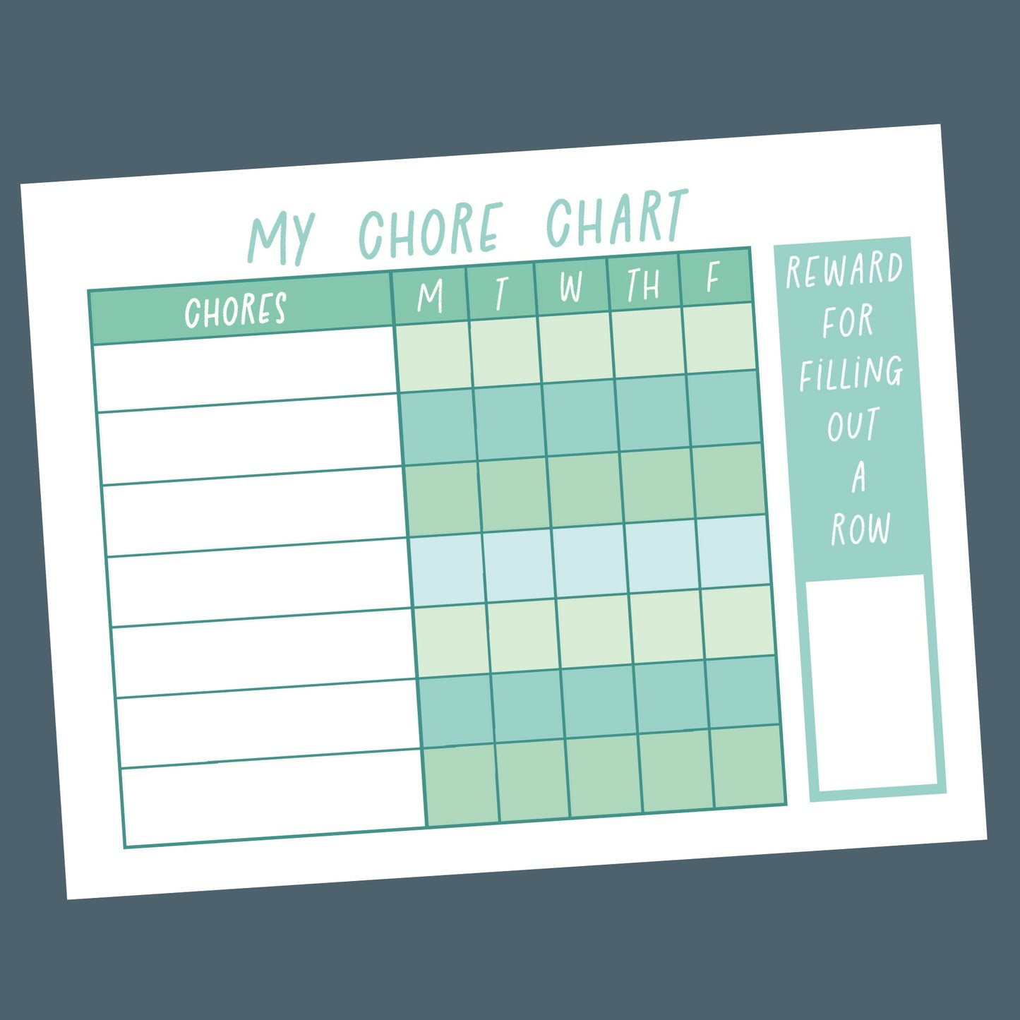 Girl's Weekday Chore Chart