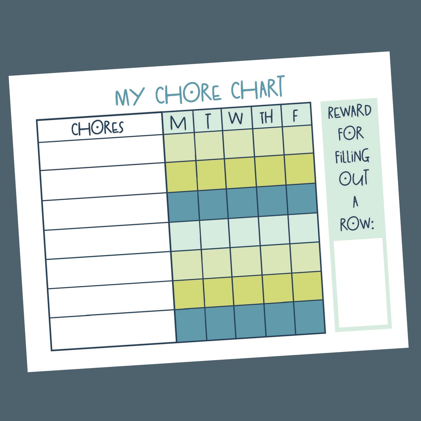 Boy's Weekday Chore Chart