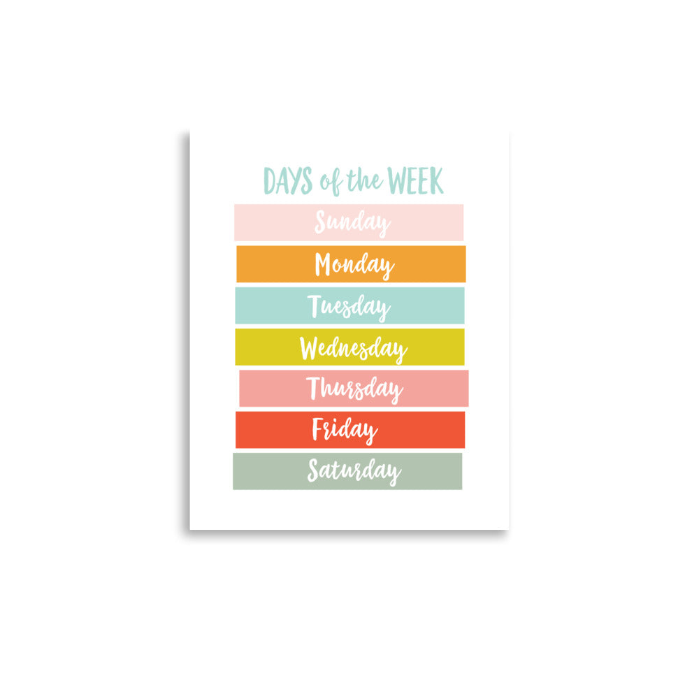 Days of the Week Educational Art Print - Girls