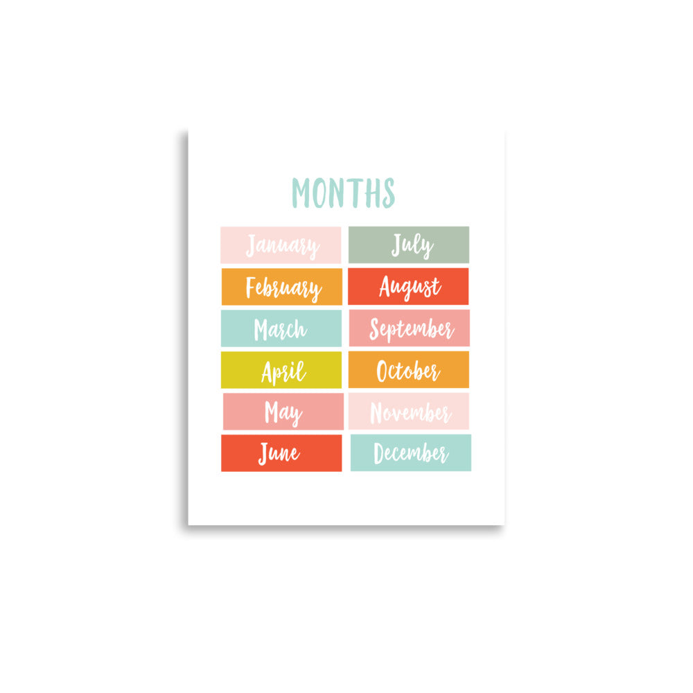 Months of the Year Educational Art Print - Girls