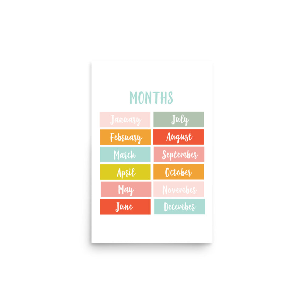 Months of the Year Educational Art Print - Girls