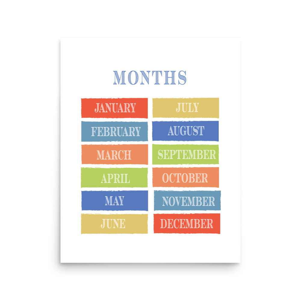 Months of the Year Art Print - Boys