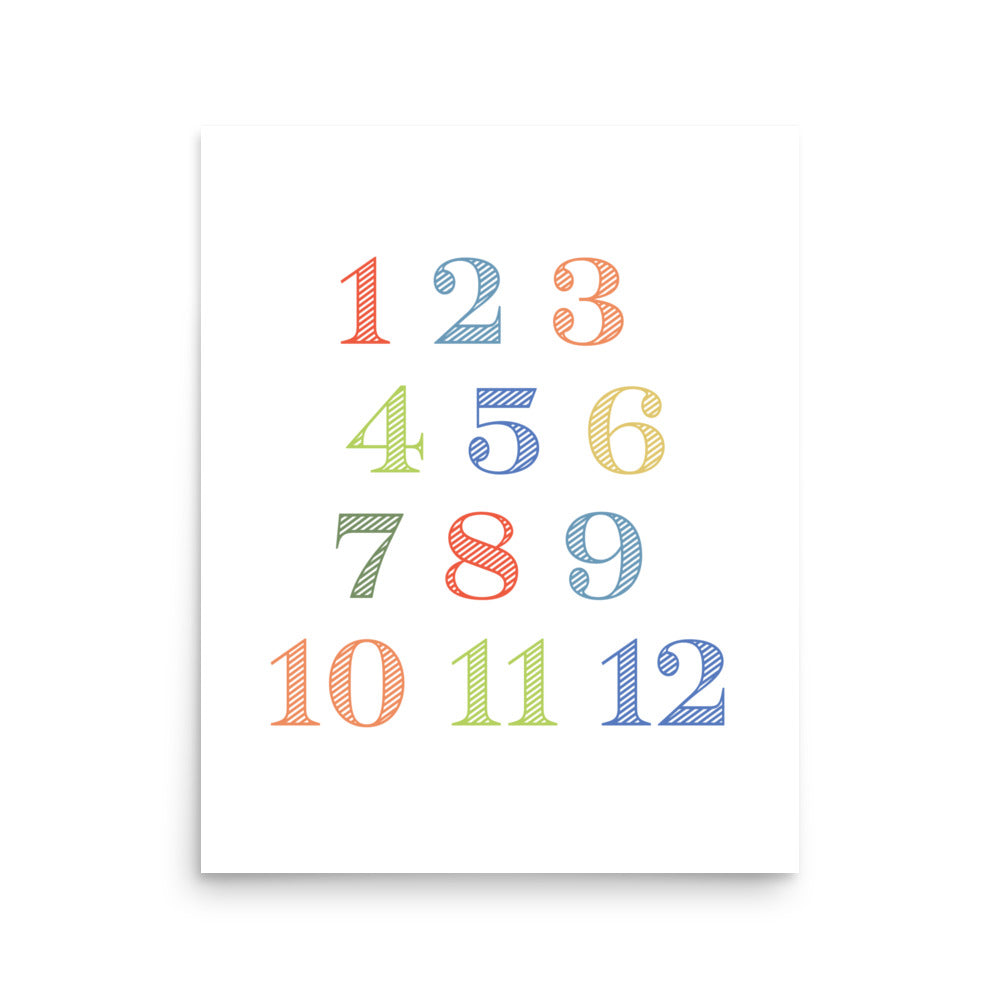 Numbers Educational Art Print - Boys