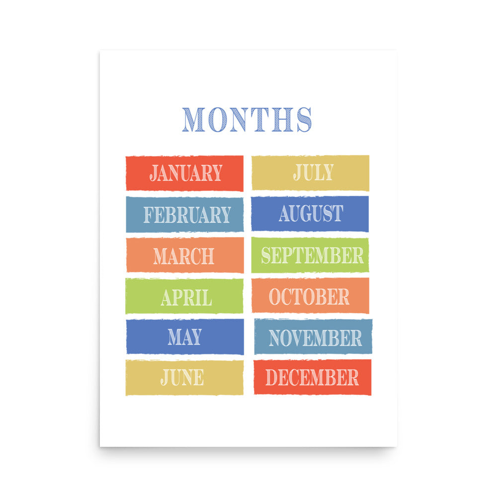 Months of the Year Art Print - Boys