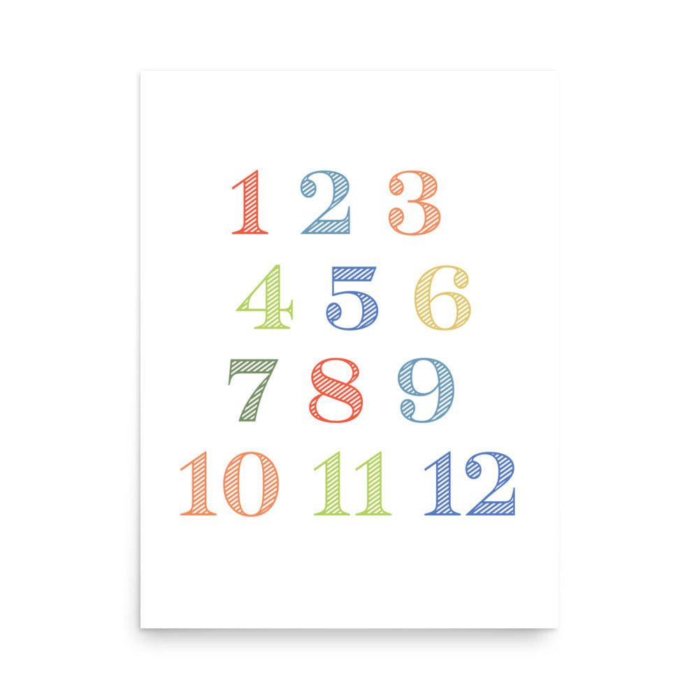 Numbers Educational Art Print - Boys