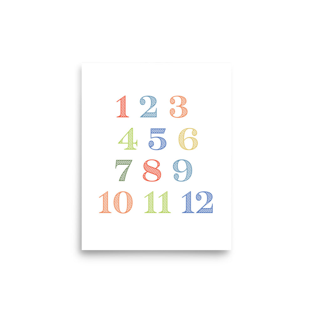 Numbers Educational Art Print - Boys