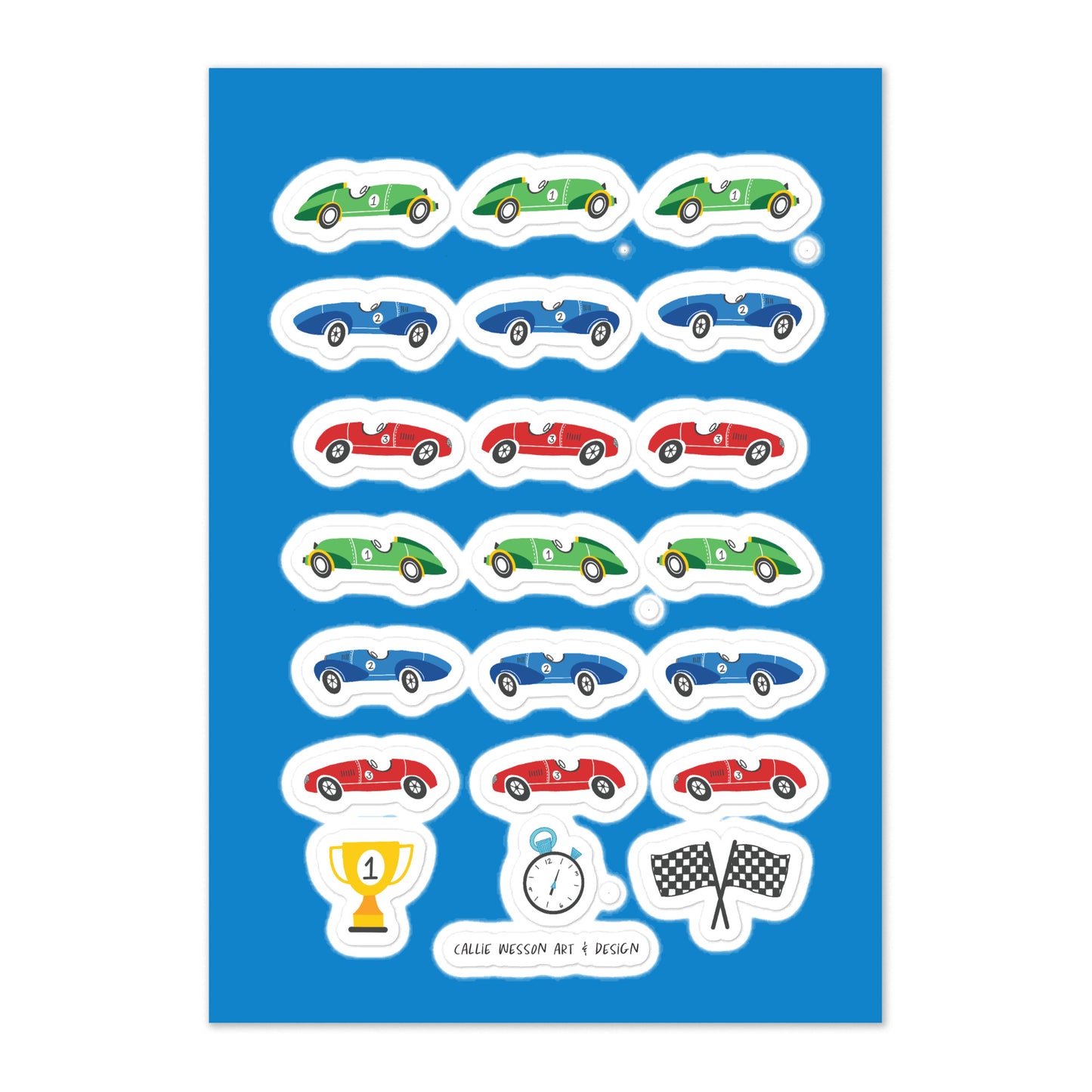 Race Car Sticker sheet