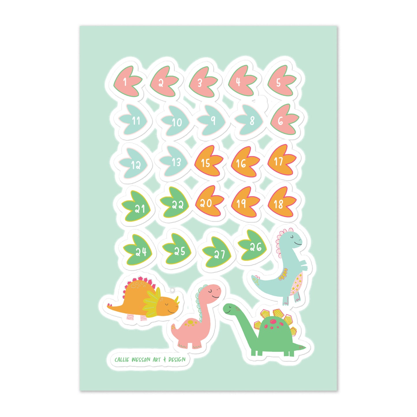 Girl Dinosaur Sticker Sheet