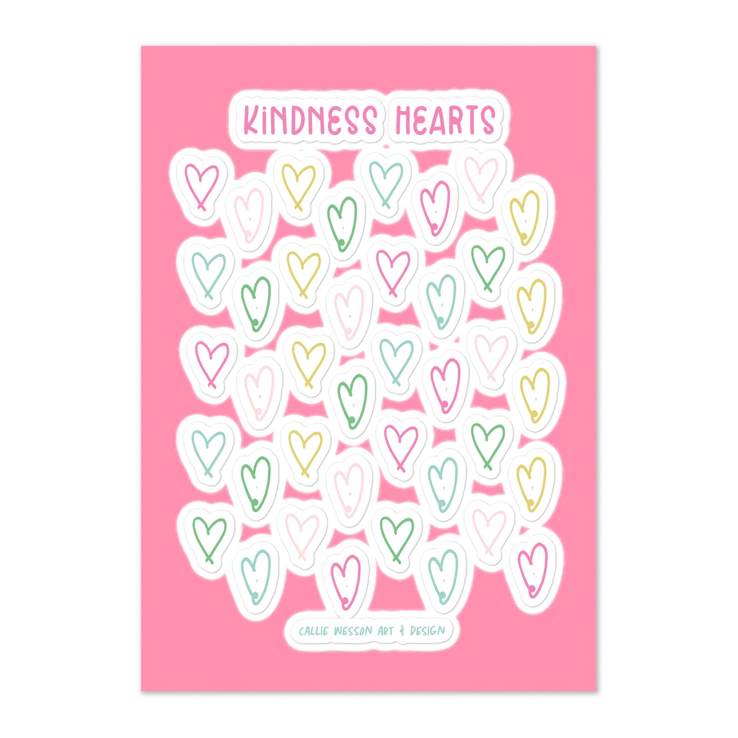 Kindness Hearts Sticker Sheet - Rainbow Pastel