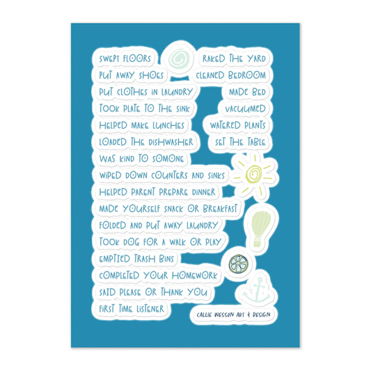 Big Kid Boy Chore List Sticker sheet