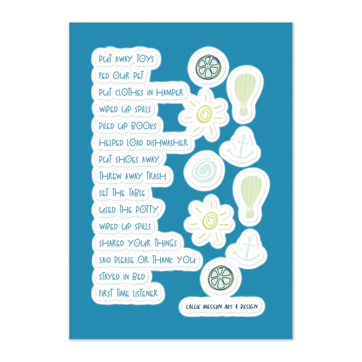 Toddler Boy Chore List Sticker sheet