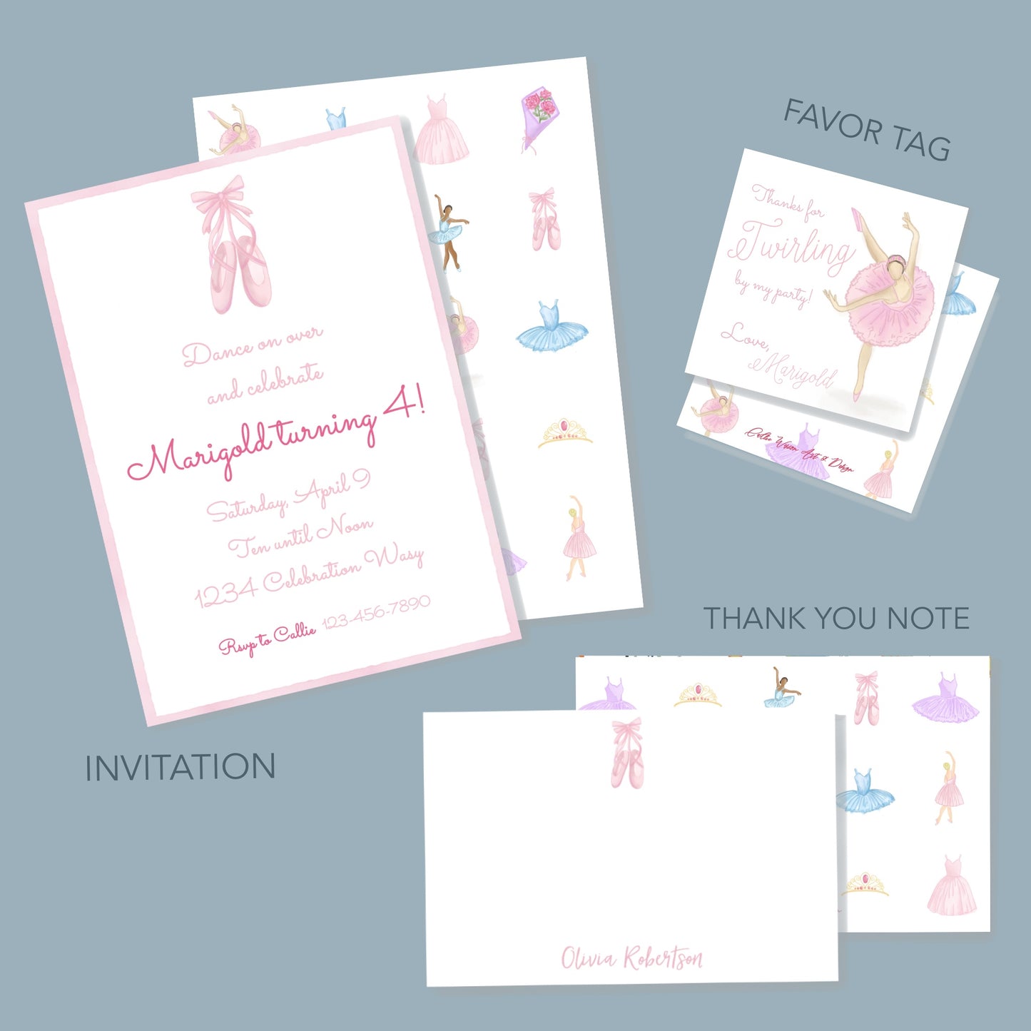 Ballet Slippers Invitation Set