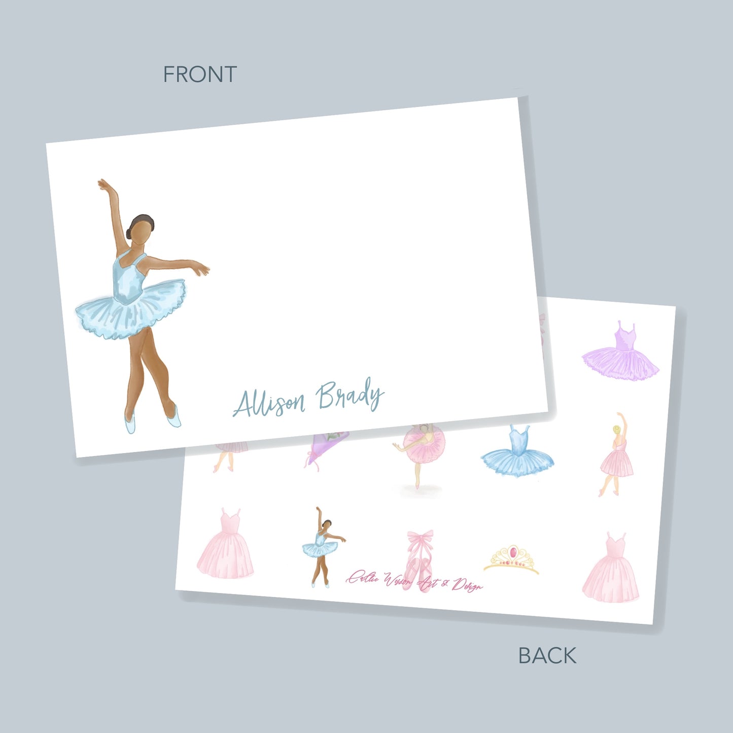 Blue Ballerina Thank You Note