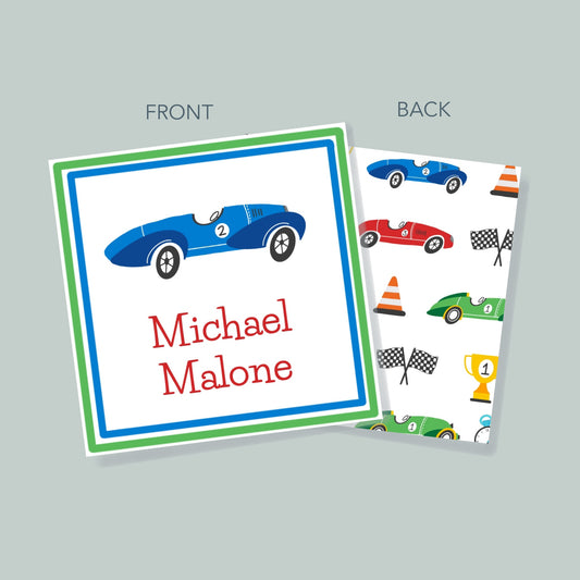 Blue Race Car Gift Tag