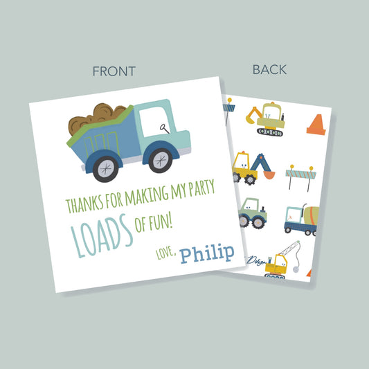 Construction Party Favor Tag
