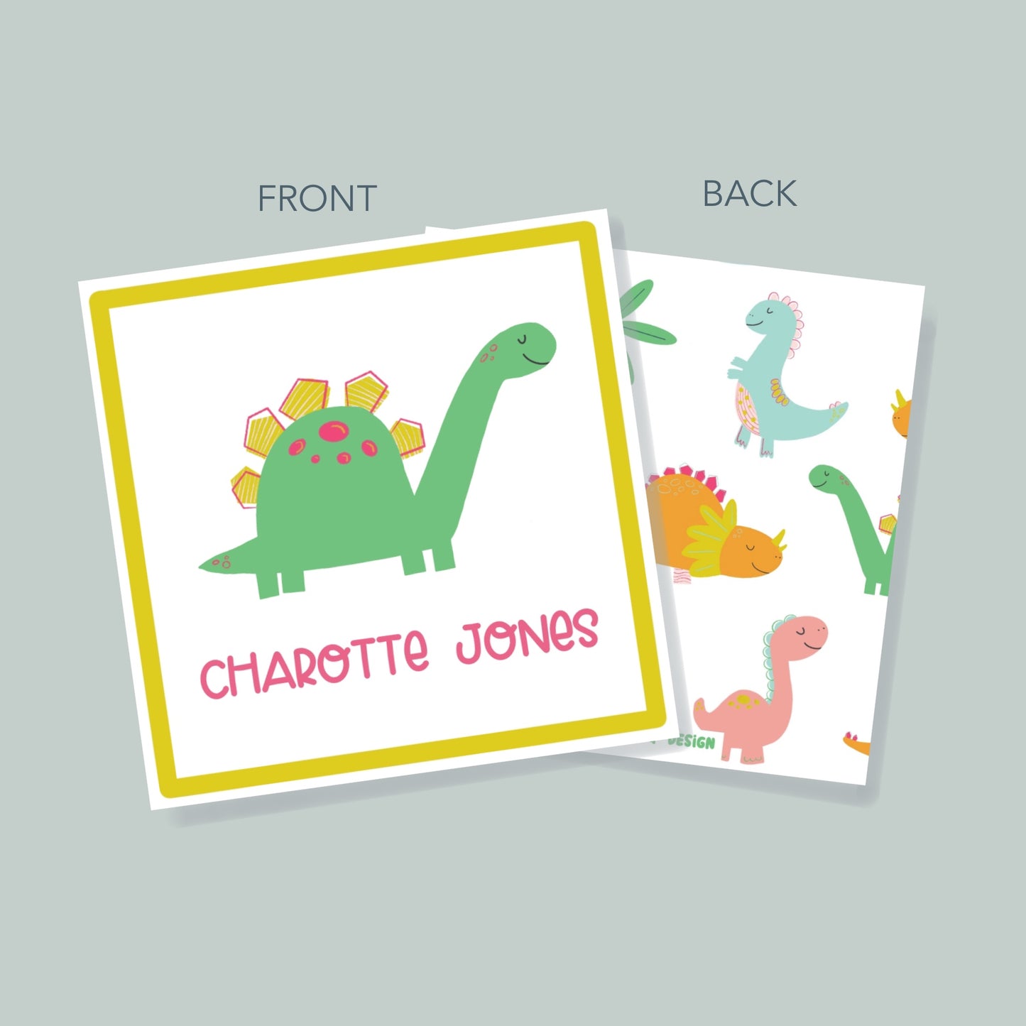 Green Girl Dinosaur Gift Tag