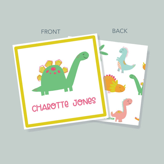 Green Girl Dinosaur Gift Tag