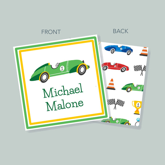 Green Race Car Gift Tag
