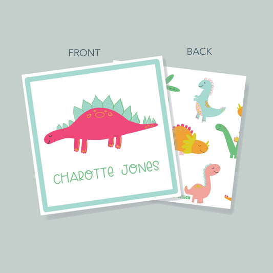 Hot Pink Dinosaur Gift Tag
