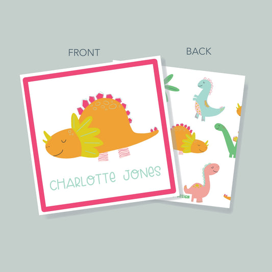Orange Girl Dinosaur Gift Tag