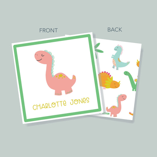 Peach Dinosaur Gift Tag